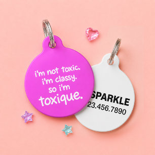 Placa Para Mascotas No soy tóxico, soy toxique. Perro/Gato divertido p