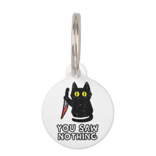 Placa Para Mascotas No viste nada de negro Gato Gracioso Halloween