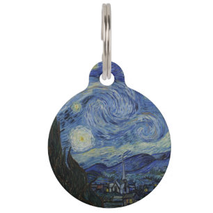 Placa Para Mascotas Noche estrellada de Vincent Van Gogh