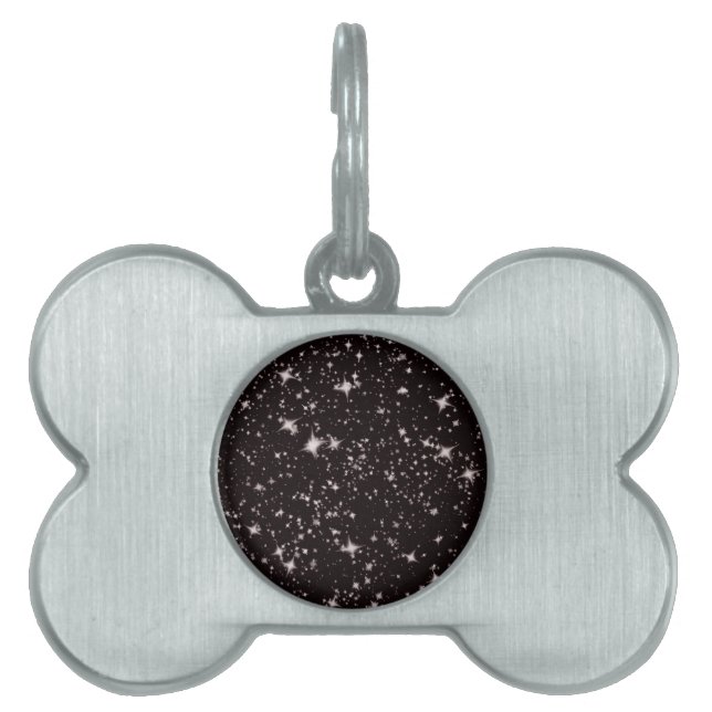 Placa Para Mascotas noche negra de estrellas (Frente)