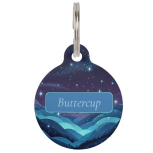 Placa Para Mascotas Noche Starry Hills
