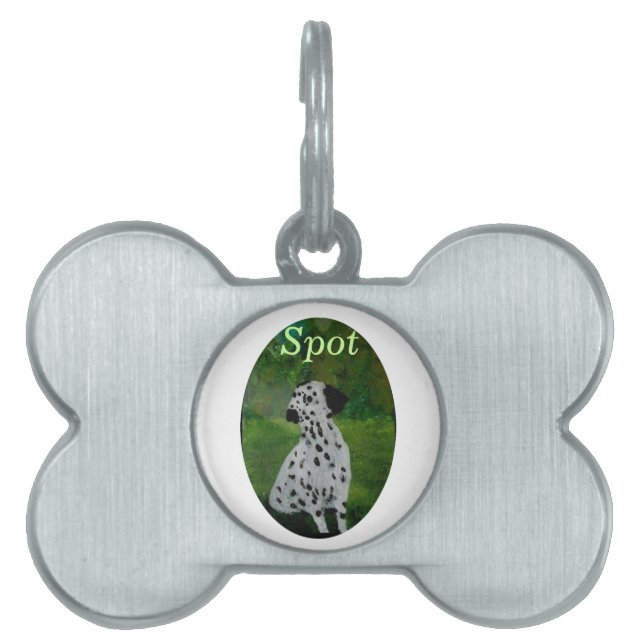 Placa Para Mascotas Nombran pintura de perro de Dalmacia (Frente)