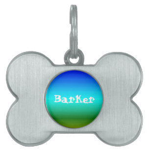 Placa Para Mascotas Nombre adicional de degradado azul y verde de Sere