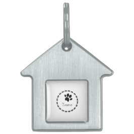 Placa Para Mascotas Nombre circular del logotipo de la huella de la pa