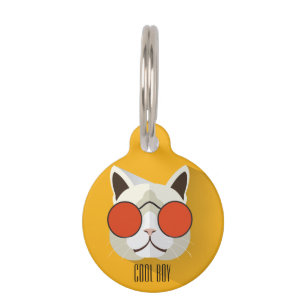 Placa Para Mascotas Nombre de gato de pop art Naranja gracioso de Guay