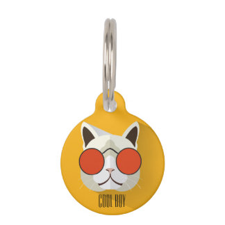 Placa Para Mascotas Nombre de gato de un Naranja gracioso de Guay Pop 