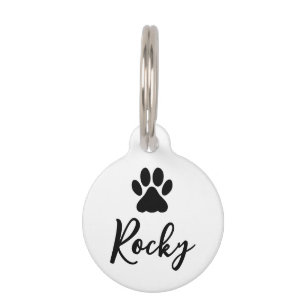 Placa Para Mascotas Nombre de gato simple Paw Imprimir con número de t