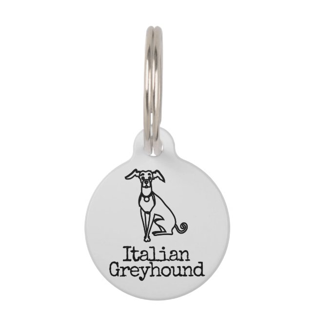 Placa Para Mascotas Nombre de Greyhound italiano (Anverso)