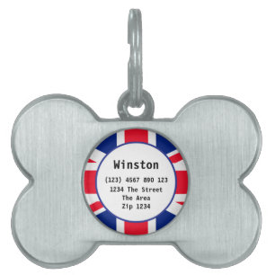 Placa Para Mascotas Nombre de identificación de la bandera británica d