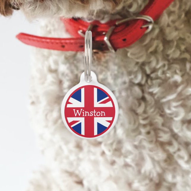 Placa Para Mascotas Nombre de identificación de la bandera británica d (Subido por el creador)
