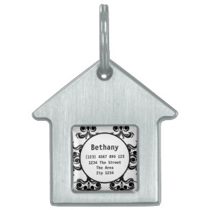 Placa Para Mascotas Nombre de identificación del patrón de Damasco