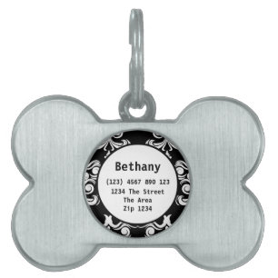 Placa Para Mascotas Nombre de identificación del patrón de Damasco