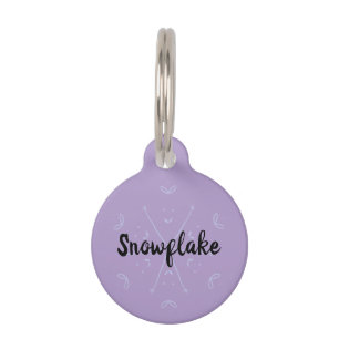 Placa Para Mascotas nombre de invierno Lila copo de nieve