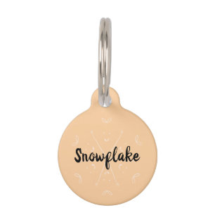 Placa Para Mascotas nombre de invierno naranja copo de nieve