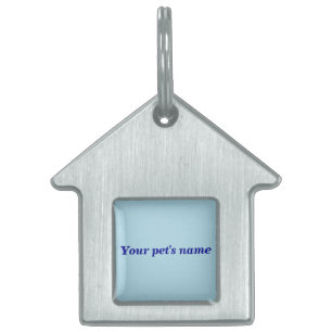Placa Para Mascotas Nombre de la Mascota Con Azul Claro en Forma de Ca