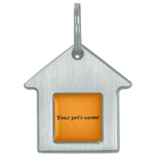 Placa Para Mascotas Nombre de la Mascota con Fondo Naranja en Forma de