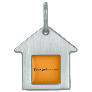 Placa Para Mascotas Nombre de la Mascota con Fondo Naranja en Forma de