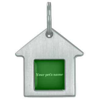 Placa Para Mascotas Nombre de la Mascota con Fondo Verde en Forma de C