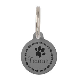 Placa Para Mascotas Nombre de logotipo circular de huella de pata