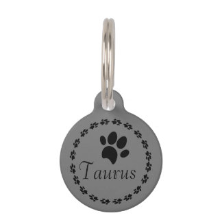 Placa Para Mascotas Nombre de logotipo circular de huella de pata