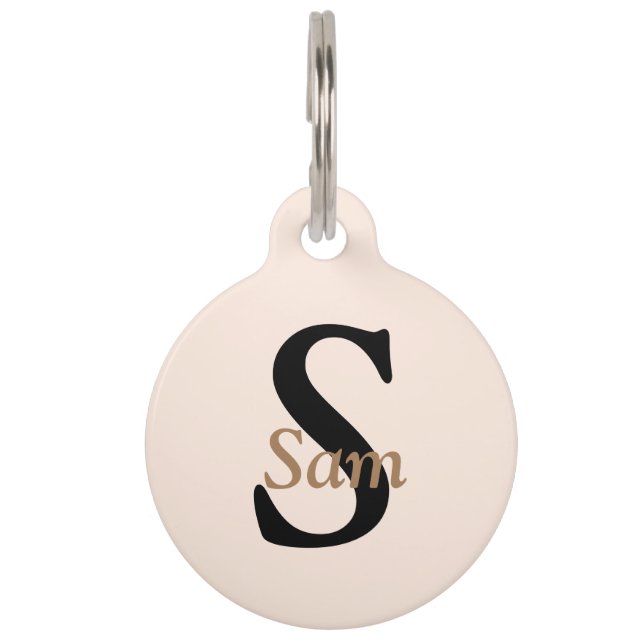 Placa Para Mascotas Nombre de mascota con monograma simple personaliza (Anverso)