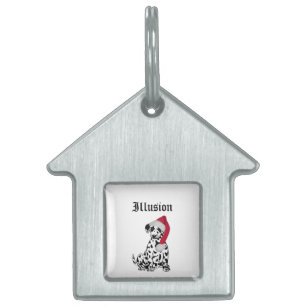 Placa Para Mascotas Nombre de mascota dálmata de Navidad