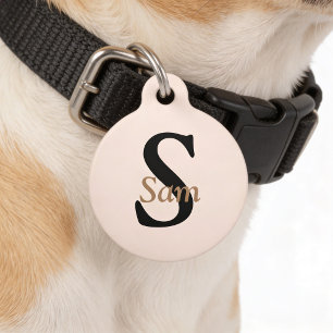 Placa Para Mascotas Nombre de mascota monograma simple personalizado