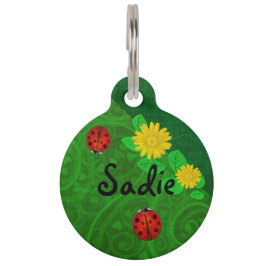 Placa Para Mascotas NOMBRE DE MASCOTAS de arte folclórico Ladybug Whim