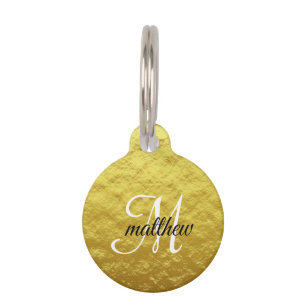 Placa Para Mascotas Nombre de monograma Gold personalizado