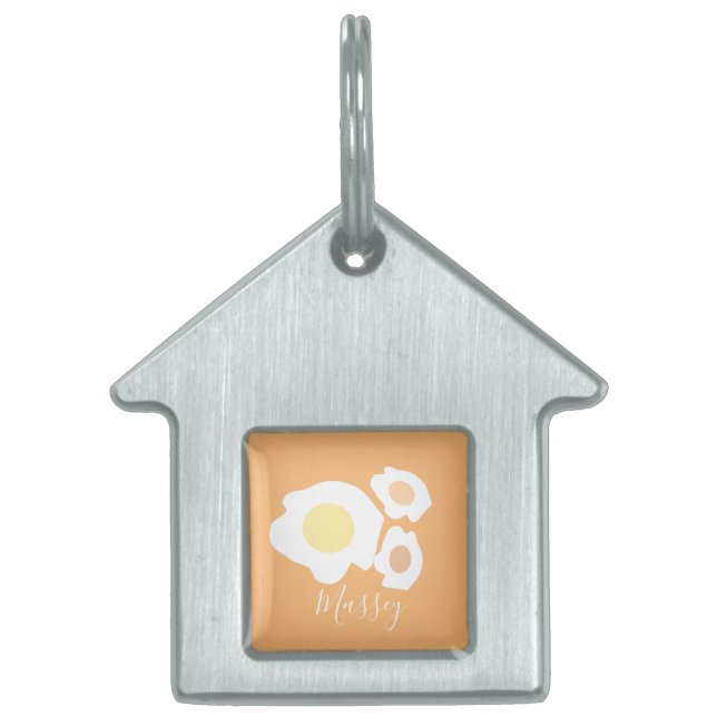 Placa Para Mascotas Nombre de patrón de tres huevos (Frente)