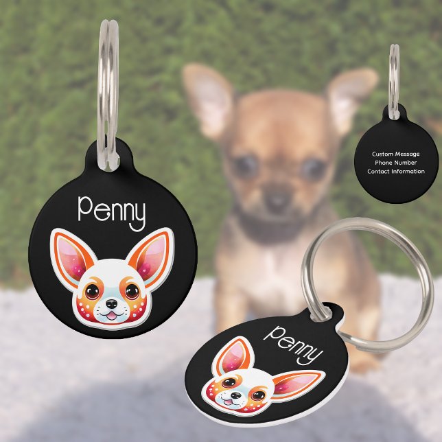 Placa Para Mascotas Nombre de perro de cachorro chihuahua personalizad (Stay Stylish, Stay Safe 🐾)