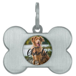 Placa Para Mascotas Nombre de perro personalizado y número de teléfono