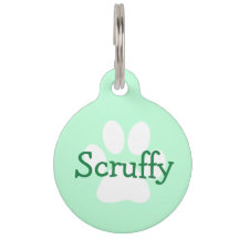 Nombre de perro verde y etiqueta de perro de impre