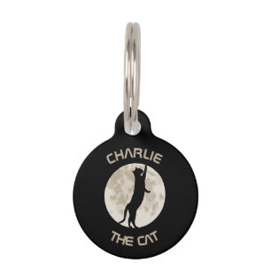 Placa Para Mascotas Nombre de personalización del gato de la luna