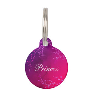 Placa Para Mascotas Nombre de princesa brillo rosa