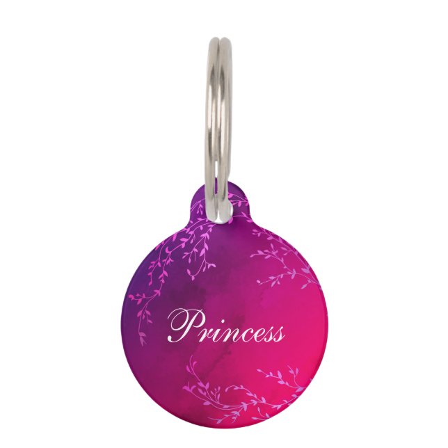 Placa Para Mascotas Nombre de princesa brillo rosa (Anverso)