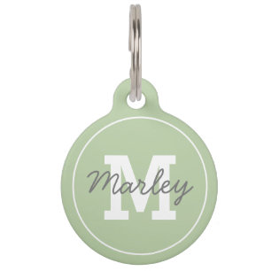 Placa Para Mascotas Nombre del animal de compañía verde personalizad