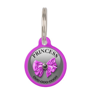 Placa Para Mascotas Nombre del diamante negro rosado DIY