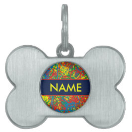 Placa Para Mascotas Nombre del mascota Coloroso Azul Amarillo Rojo Ver