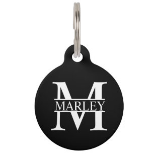 Placa Para Mascotas Nombre del mascota, monograma con código QR de con