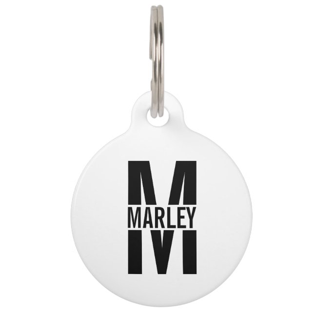 Placa Para Mascotas Nombre del mascota, monograma con código QR de con (Anverso)