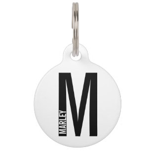 Placa Para Mascotas Nombre del Mascota y Monograma con código QR