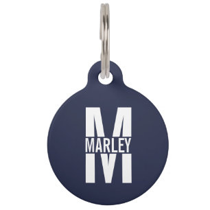 Placa Para Mascotas Nombre del mascota y monograma con información de