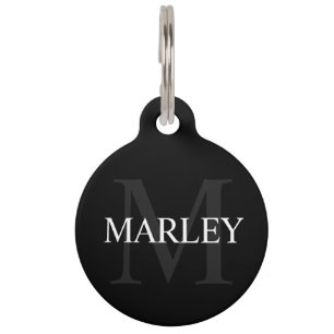 Placa Para Mascotas Nombre del mascota y monograma con información de