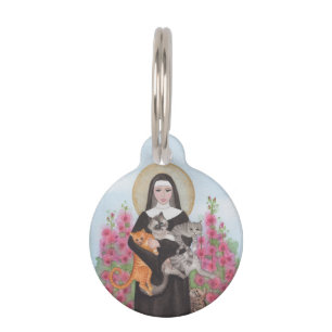 Placa Para Mascotas Nombre del mascota y patrón de St. Gertrude de los