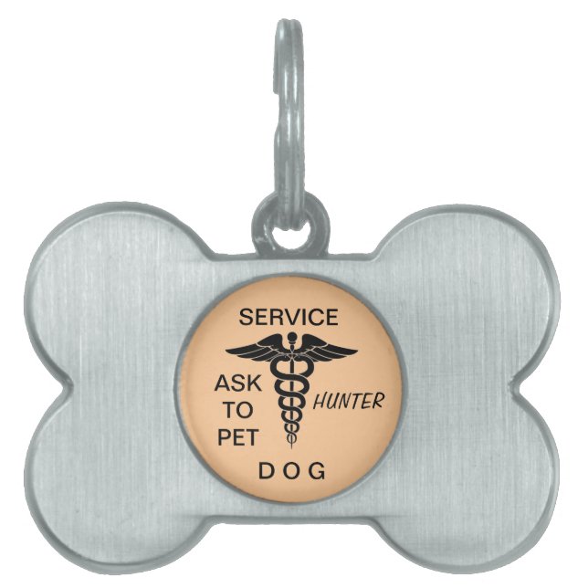 PLACA PARA MASCOTAS NOMBRE DEL PERRO DE SERVICIO (Frente)
