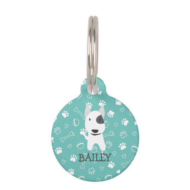 Placa Para Mascotas Nombre del Personalizable de perro de Cute Bull Te (Anverso)