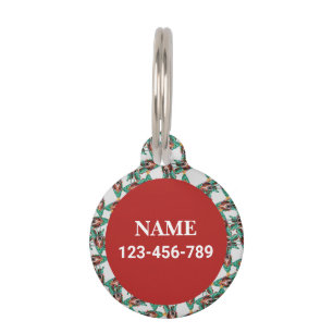 Placa Para Mascotas Nombre Divertido de Basset Hound Patrón de Navidad