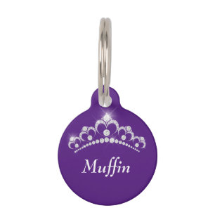 Placa Para Mascotas Nombre DIY, Corona de Diamante Blanco, Espuma, Púr