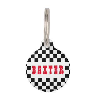 Placa Para Mascotas Nombre moderno de gato de perro porcino negro con